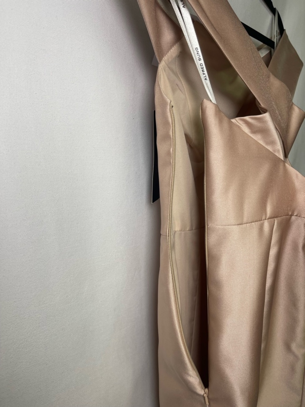 ALFRED SUNG Off-Shoulder Prom Dress in Tan - Size 0 - Picture 7 of 16